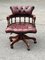 Buttoned Back Captains Swivel Chair in Red Leather 3