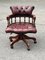 Buttoned Back Captains Swivel Chair in Red Leather, Image 3