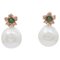 Emeralds, Diamonds, Pearls, Rose Gold Earrings, Set of 2 1