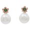 Emeralds, Diamonds, Pearls, Rose Gold Earrings, Set of 2, Image 1