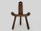 Brutalistic Tripod Chair in Raw Wood, 1960s 1