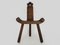 Brutalistic Tripod Chair in Raw Wood, 1960s, Image 1