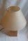 Lampada da tavolo vintage con base in legno di frassino chiaro con rete a cesto e ombrello in carta beige, anni '70, Immagine 3