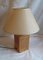 Lampada da tavolo vintage con base in legno di frassino chiaro con rete a cesto e ombrello in carta beige, anni '70, Immagine 4