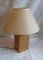 Vintage Table Lamp with Light Ash Wooden Foot with Basket Mesh and Beige Paper Umbrella, 1970s 4