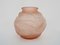 Art Deco Ball Vase in Pink Glass Paste with Bird Decoration, 1930s, Image 4