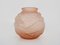 Art Deco Ball Vase in Pink Glass Paste with Bird Decoration, 1930s, Image 3