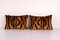 Ikat Bronze Tiger Silk Velvet Lumbar Cushion Covers, Set of 2, Image 1