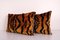 Ikat Bronze Tiger Silk Velvet Lumbar Cushion Covers, Set of 2 2