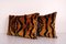 Ikat Bronze Tiger Silk Velvet Lumbar Cushion Covers, Set of 2, Image 2