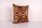 Pink Square Bronze Ikat Velvet Cushion Cover 3