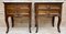 Mid-Century Walnut Nightstands with Drawers and Marble Tops, 1950s, Set of 2 1