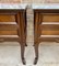 Mid-Century Walnut Nightstands with Drawers and Marble Tops, 1950s, Set of 2 3
