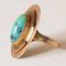 Art Nouveau 14k Yellow Gold Turquoise Ring, 1920s 1