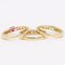 Tres anillos vintage de oro amarillo de 14 k, rubí, esmeralda y diamantes, años 70. Juego de 3, Imagen 6