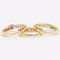 Vintage 14 Karat Gelbgold Saphir, Rubin, Smaragd & Diamant Drei Ringe, 1970er, 3er Set 6