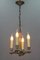 Lámpara de araña francesa neoclásica de latón con cuatro luces, años 20, Imagen 3