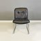 Moderne italienische Stühle aus schwarzem Leder & verchromtem Stahl, 1970er, 4 . Set 3