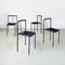Modern Italian Black Metal and Rubber Chairs attributed to Maurizio Peregalli for Zeus, 1984, Set of 4 1