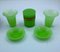 French Opaline Glass Box and Small Vases with Dishes in Lime Green, Set of 5 1