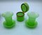 French Opaline Glass Box and Small Vases with Dishes in Lime Green, Set of 5 2