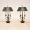 Brass Table Lamps with Tole Shades, 1930s, Set of 2 2
