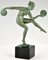 Derenne, Sculpture Art Déco de Nu Disc Dancer, 1930s, Métal 8