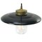 Vintage Black Enamel, Brass and Clear Glass Pendant Lights, Image 2