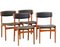 Danish Chair in Teak and Black Leather, 1960s, Set of 6 1