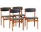 Danish Chair in Teak and Black Leather, 1960s, Set of 6, Image 1