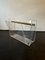 Vintage French Space Age Acrylic Glass and Brass Magazine Rack by David Lange for Roche Bobois, 1970s 1