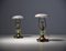 Italian Table Lamps in Brass Patina with Black Glass Base, 1950s, Set of 2 1