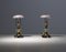 Italian Table Lamps in Brass Patina with Black Glass Base, 1950s, Set of 2 3