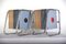 Porte-Disques en Vinyle Tubulaire en Chrome, 1940s, Set de 2 1