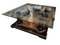 Tavolino da caffè in legno duro e grande vetro smaltato e inciso, Immagine 2