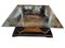 Tavolino da caffè in legno duro e grande vetro smaltato e inciso, Immagine 1