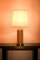 Lampada da tavolo in giunco e ottone con paralume in tessuto, anni '70, Immagine 4