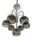 Mid-Century Chandelier in Chromed Metal and Smoke Glass, 1970s, Image 1