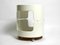 Space Age Pop Art Beige White Side Table with Wheels 2