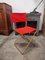 Vintage Lafuma Camping Chair in Red Cotton Canvas and Gold Metal 2