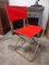 Vintage Lafuma Camping Chair in Red Cotton Canvas and Gold Metal 5