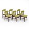 Chairs in Wood and Green Fabric, 1960s, Set of 6 1