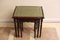 Mahogany Nest of Tables with Green Leather Top, Set of 3, Image 3