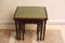 Tables Gigognes en Acajou avec Plateau en Cuir Vert, Set de 3 3