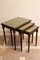 Mahogany Nest of Tables with Green Leather Top, Set of 3 12