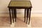 Tables Gigognes en Acajou avec Plateau en Cuir Vert, Set de 3 5