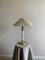 Hollywood Regency Brass Table Lamp with White Lacquered Stem, 1970s 1