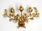 Große Italienische Breit Vergoldete Florentinische Wandlampe mit Drei Fassungen 2