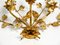 Große Italienische Breit Vergoldete Florentinische Wandlampe mit Drei Fassungen 12