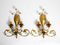 Italian Gold Plated Floral Regency Murano Glass Sconces, 1980s, Set of 2 1